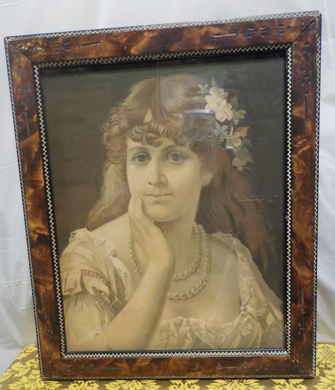 Vintage Victorian Lithograph in Beautiful Victorian Frame Etsy