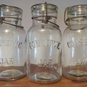 Set of 3 Vintage  Country Primitive Conserve Canning Jars