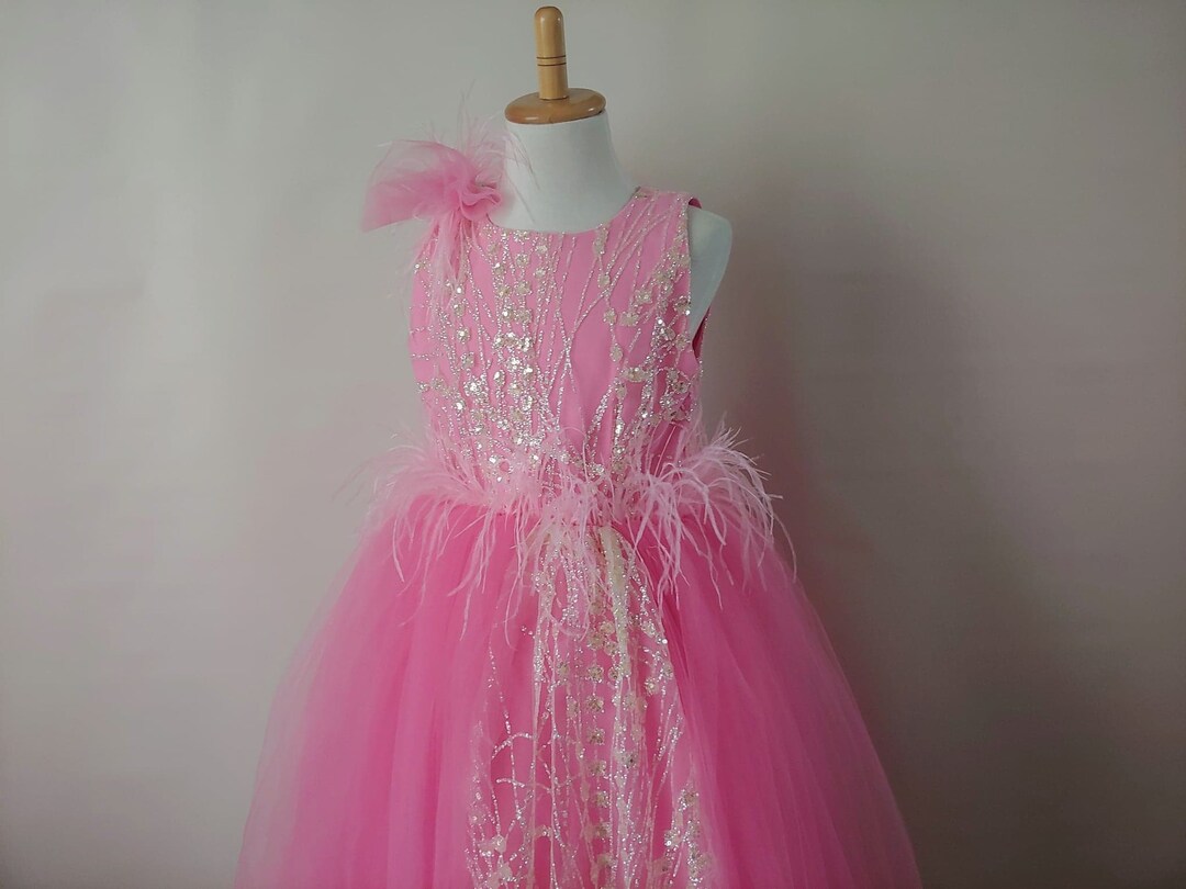 Elegante Vtido De Niña De Flor De Manga Larga Pétalos De Tul