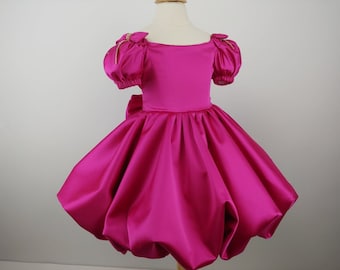 Flower girl dress, Fuchsia toddler dress, Puffy elegant birthday dress for girl