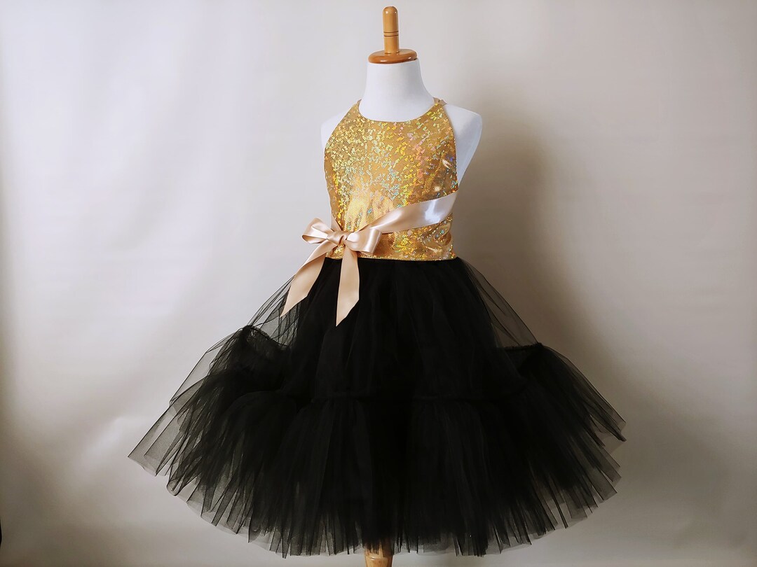 Girls Sleeveless Beige & Gold Embroidered Tulle Party Dress main image 1