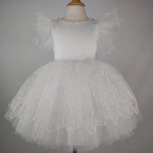Ivory Tulle Flower Girl Dress: Lace Skirt Toddler Dress