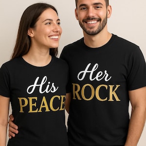 His Rock, Her Peace Couples Shirts