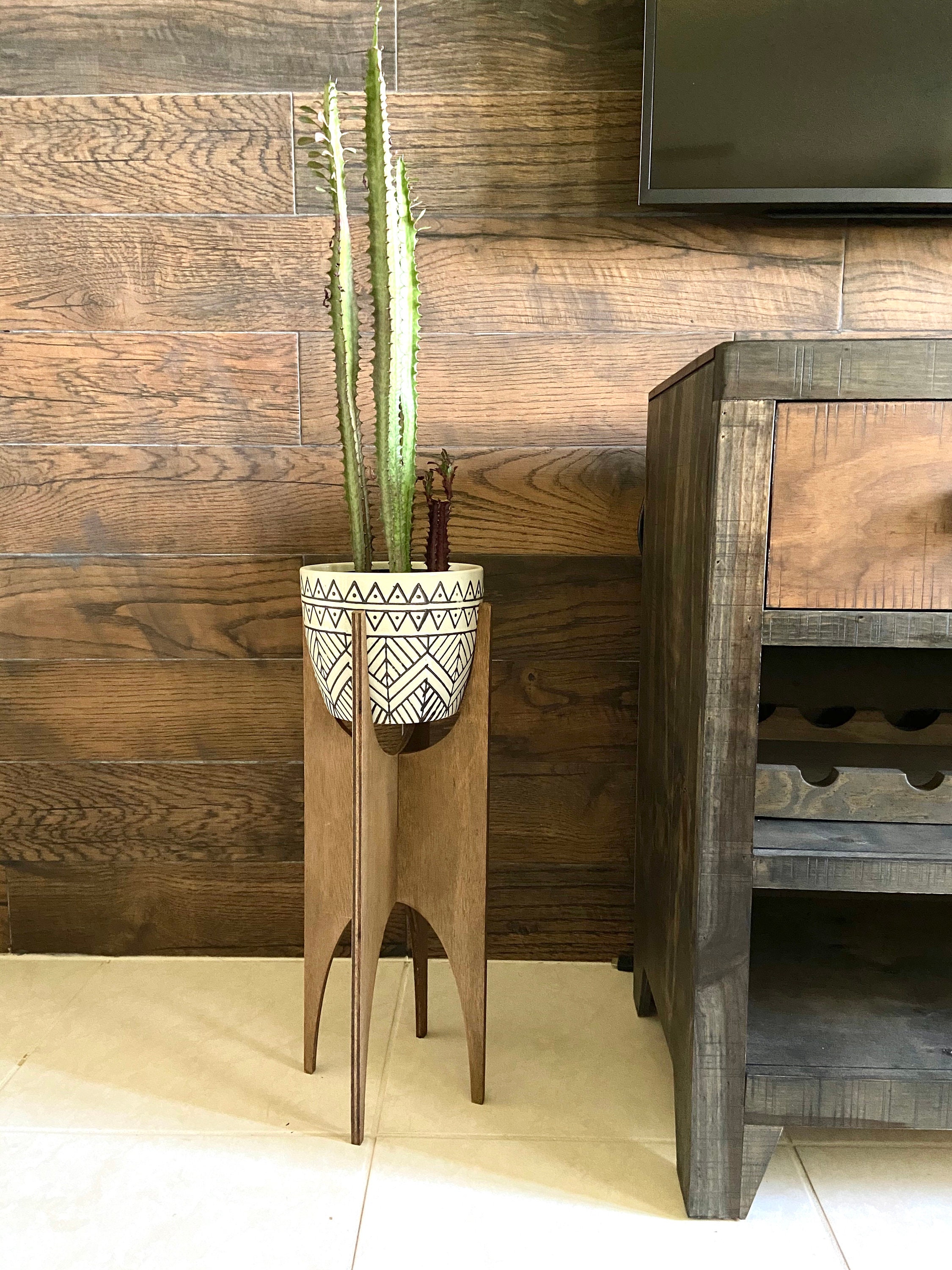 Plant Pot Stand Indoor Wooden Planter Stand Unique Plant Etsy