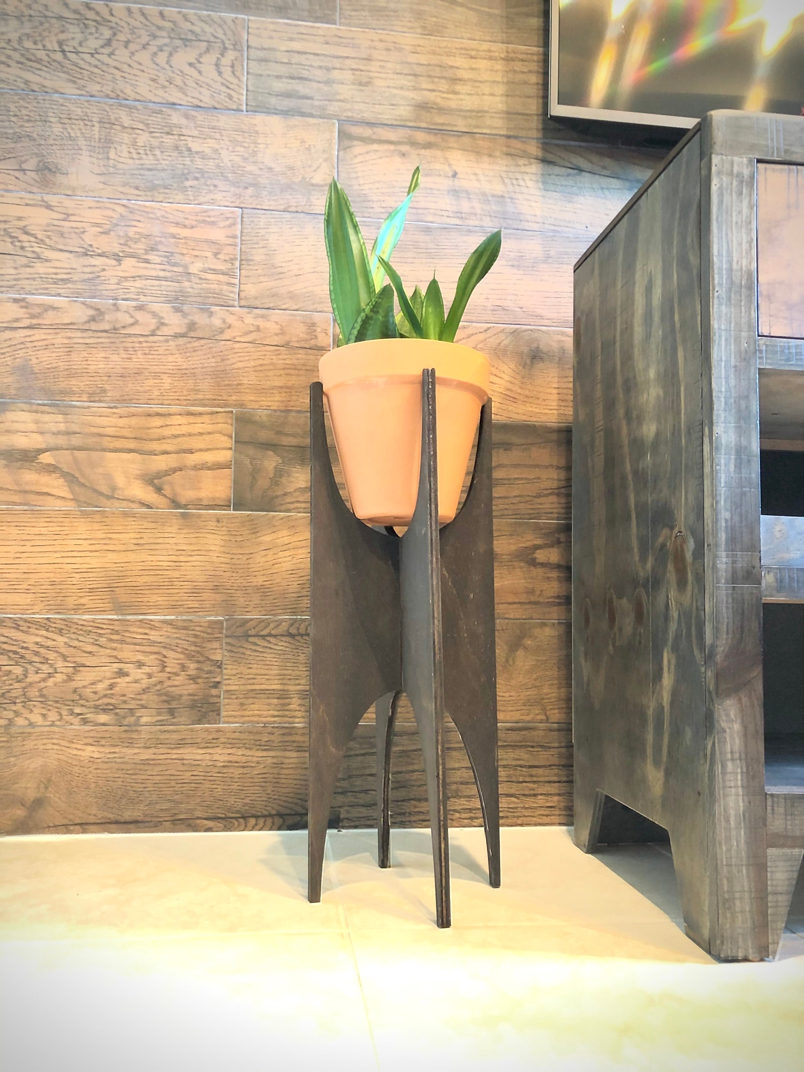 Plant Pot Stand Indoor Wooden Planter Stand Unique Plant Etsy