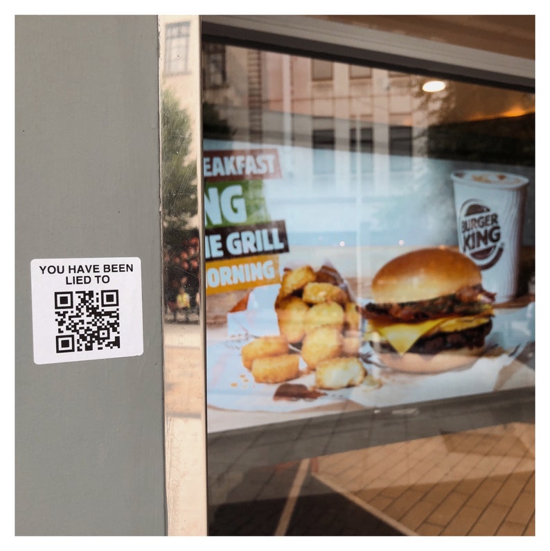 Vegan QR code activism stickers You have been lied to Dominion documentary image 2