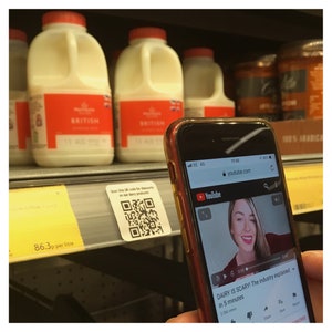 Vegan QR code activism stickers “Scan this QR code for discounts on our dairy products” - Dairy Is Scary