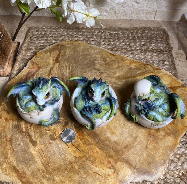 Polyresin Hatching Baby Dragon Figurines Etsy