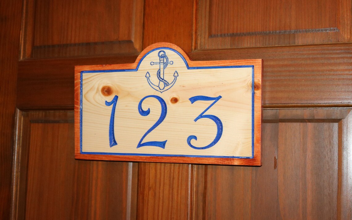 Address Numbers Sign Nautical House Number Plaque with Anchor Etsy
