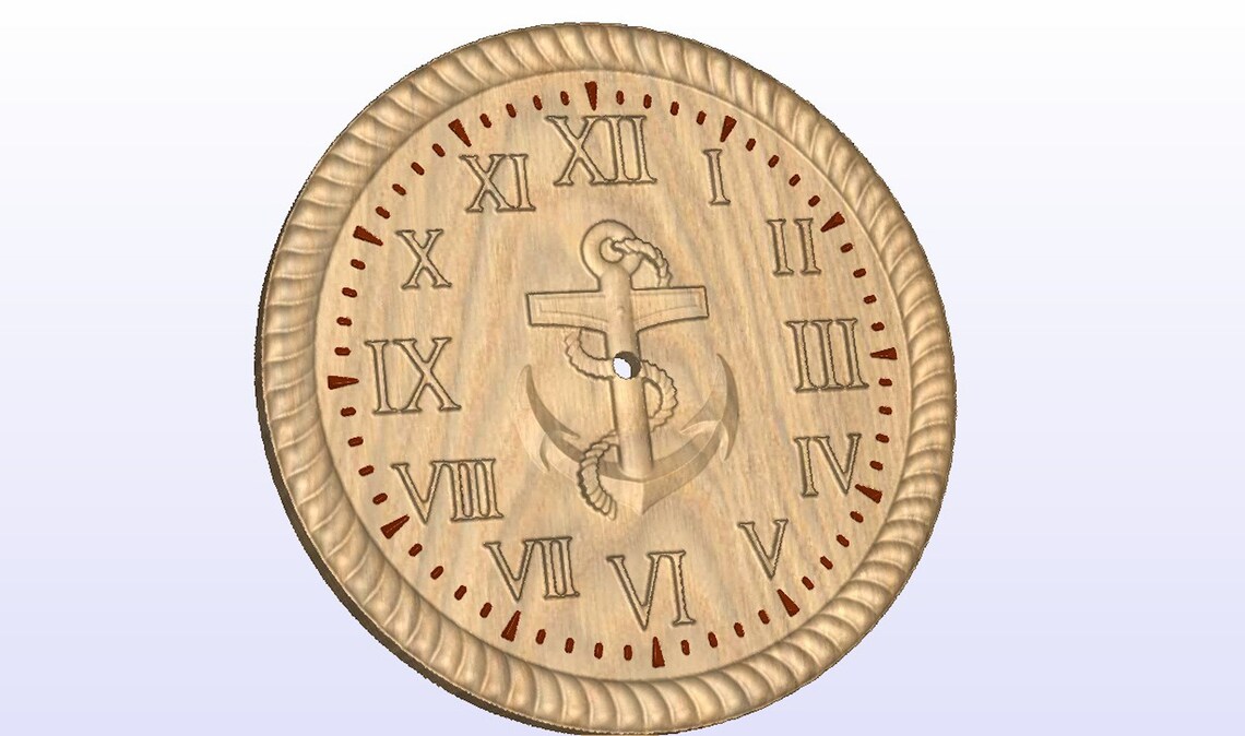 3D Model Roman Numerals w/ Anchor Clock Face STL File for CNC | Etsy