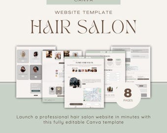 Hair Salon Website Template Canva Editable Booking Site for Stylists & Beauty Businesses