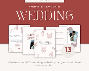 Romantic Wedding Website Template: Editable Canva Design (Digital Download)