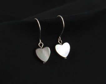 Small Heart Earrings Dangle | Dainty Silver Heart Jewelry for Women | Sterling Silver