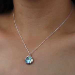 Wrapped Abalone Pendant Necklace: 16 inch. Sterling Silver or 14k Gold Filled Chain