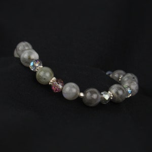 Gray Crystal Labradorite Bracelet: Sterling Silver & Adjustable
