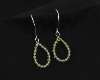 Mint Green Beaded Earrings | Faceted Prehnite Jewelry for Women | Sterling Silver