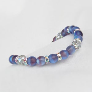 Light Purple Glass Bead Bracelet | Periwinkle Jewelry for Women | Adjustable Sterling Silver Clasp & Extension