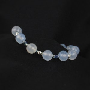 Light Blue Lace Agate Bracelet for Women and Brides | Something Blue Bridal Jewelry | Adjustable Sterling Silver Clasp & Extension