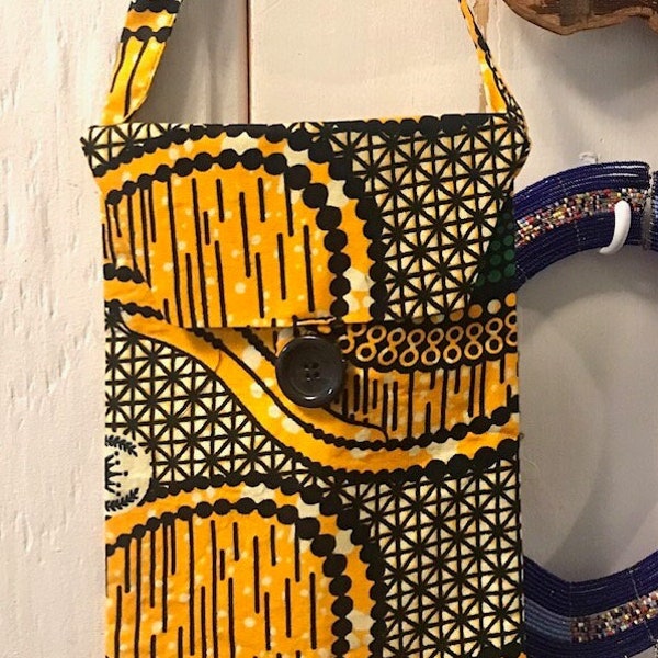 Cross Body Purse Kitenge African Fabric Travel Bag Boho Pouch Ethnic Authentic Tanzanian Self-Supporting Disability Workshop