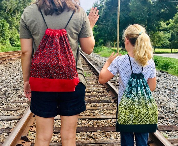 Day Backpack Kitenge African Cloth Bag With Drawstring Authentic Tanzanian Fabric School PE Self supporting Deaf Disability Workshop Etsy