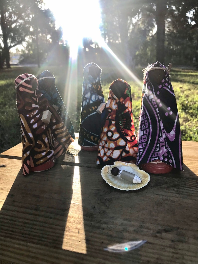 African Nativity Dark Skin Christmas 8 piece set Handmade Recycled Materials 4-5 inch Dar es Salaam Tanzania Disability Awareness Workshop image 6