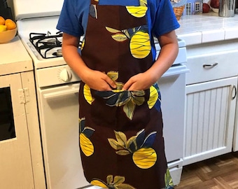 Tablier fait main fête des mères Afrique coton Kitenge robuste doublé Convient à tous avec attache-dos 2 poches hommes femmes enfants cuisine patio cuisson cuisson
