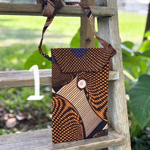 Cross Body Purse Kitenge African Fabric Travel Bag Boho Pouch Ethnic Authentic Tanzanian Self-Supporting Disability Workshop