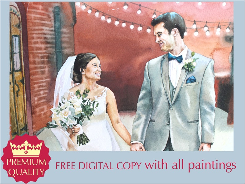 Custom Couple Portrait Wedding Portrait WATERCOLOR WEDDING image 0