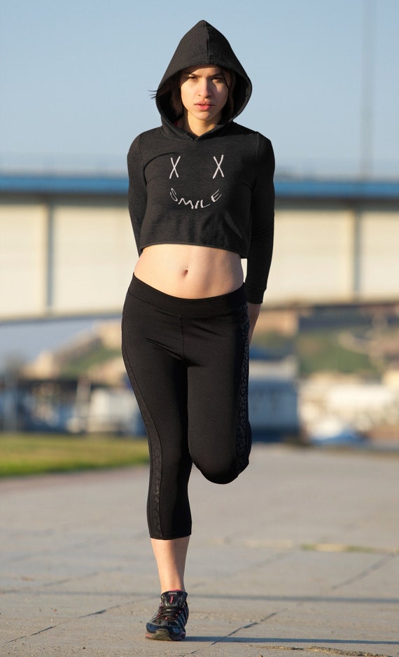 X X Smile Crop Hoodie Crop Top Goth Punk Grunge Bones Etsy Uk