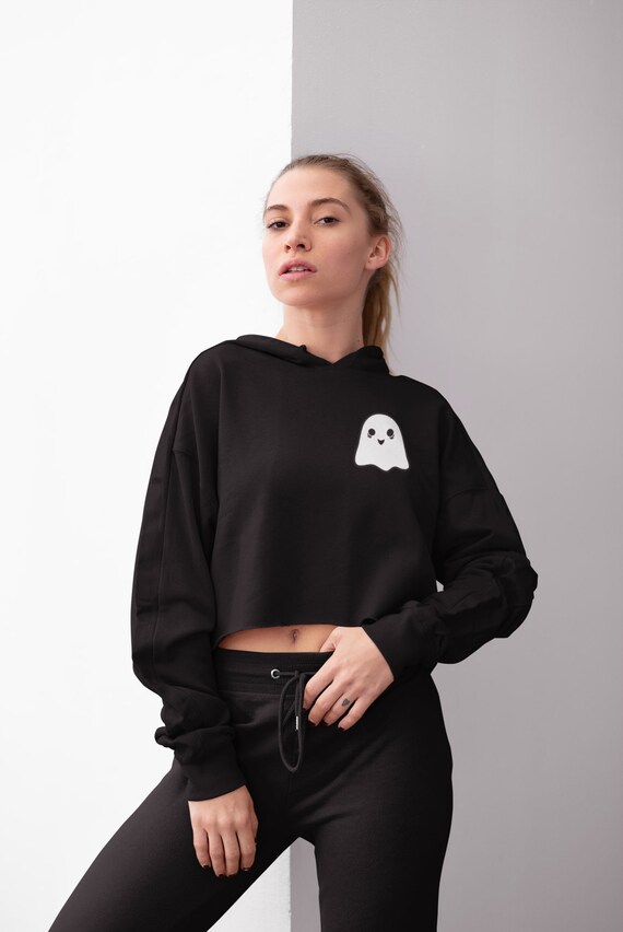 Cute Ghost Crop Hoodie Crop Top Sweater Gothic Goth Etsy