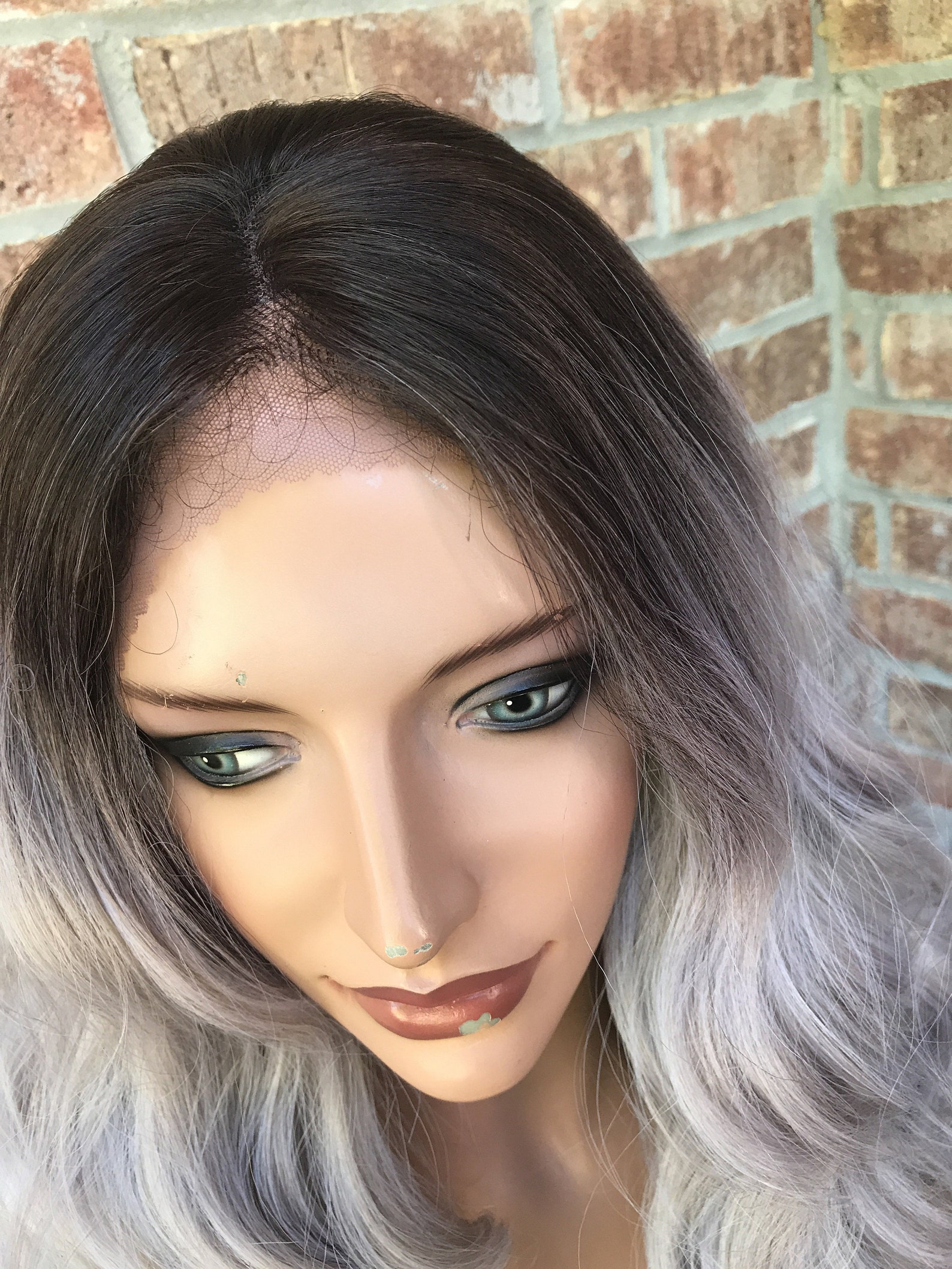 Icy Ash Blonde Human Hair Blend Multi Parting Balayage Ombr Etsy