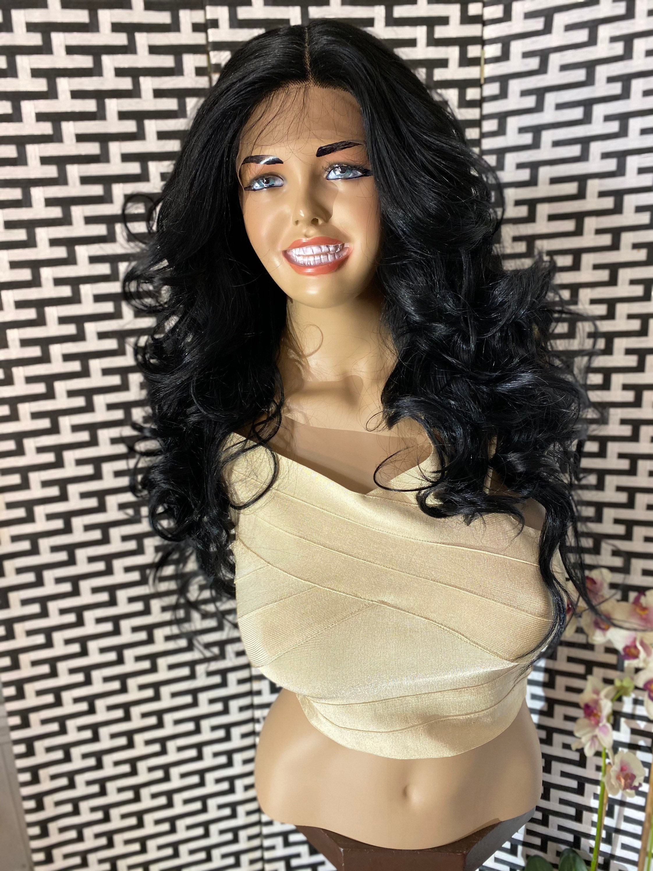 KATY wavy VOLUMINOUS black curls LUXURIOUS lace front wig Etsy