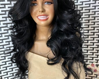 black voluminous wig