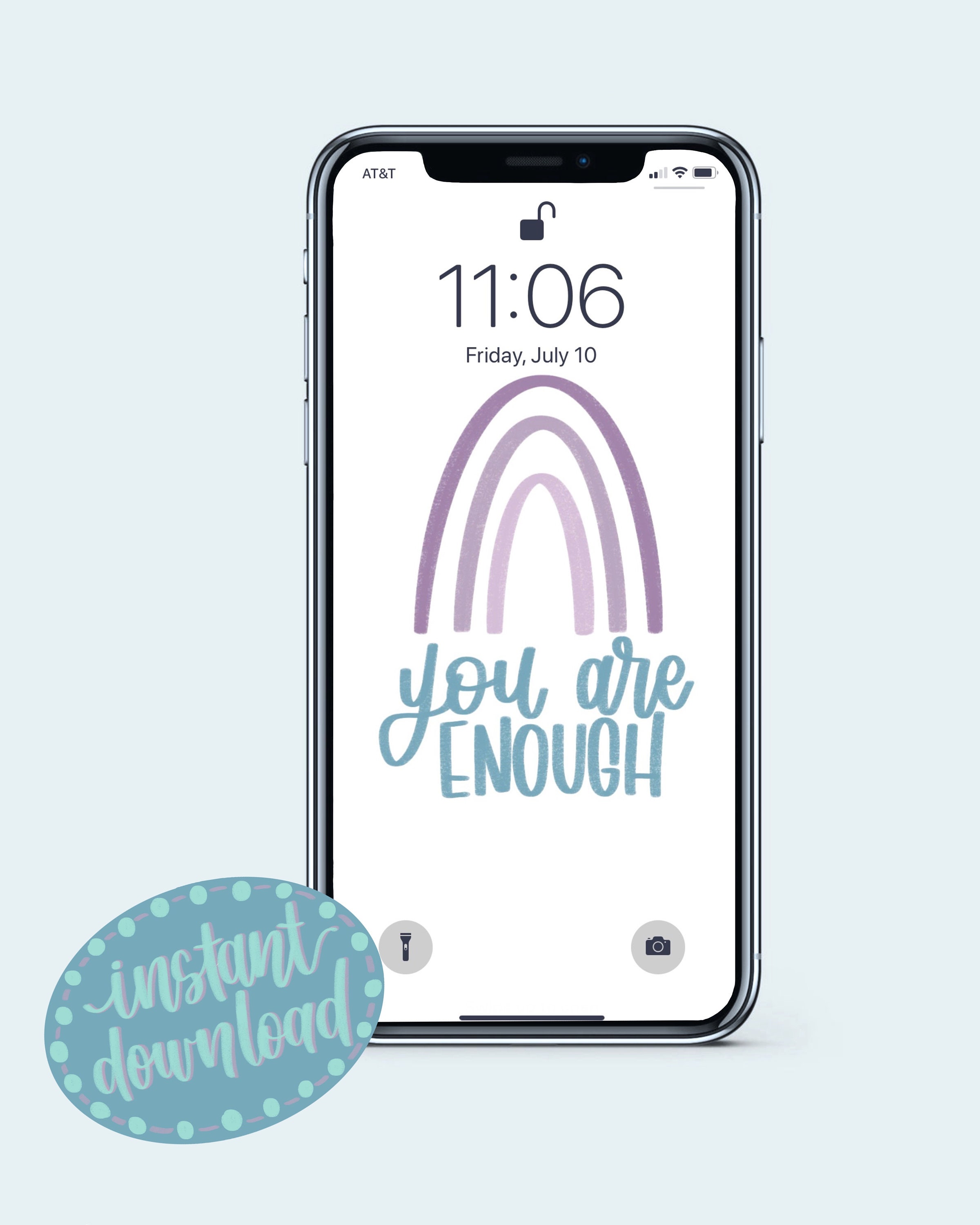 You Are Enough Rainbow Iphone Wallpaper Instant Download Etsy