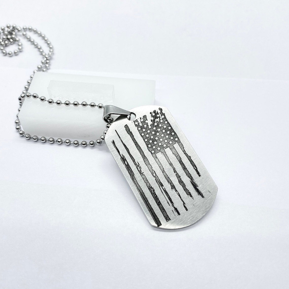 Tattered American Flag USA Dog Tag - Etsy