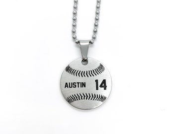 Personalized Baseball Necklace - Custom Engraved, Stainless Steel