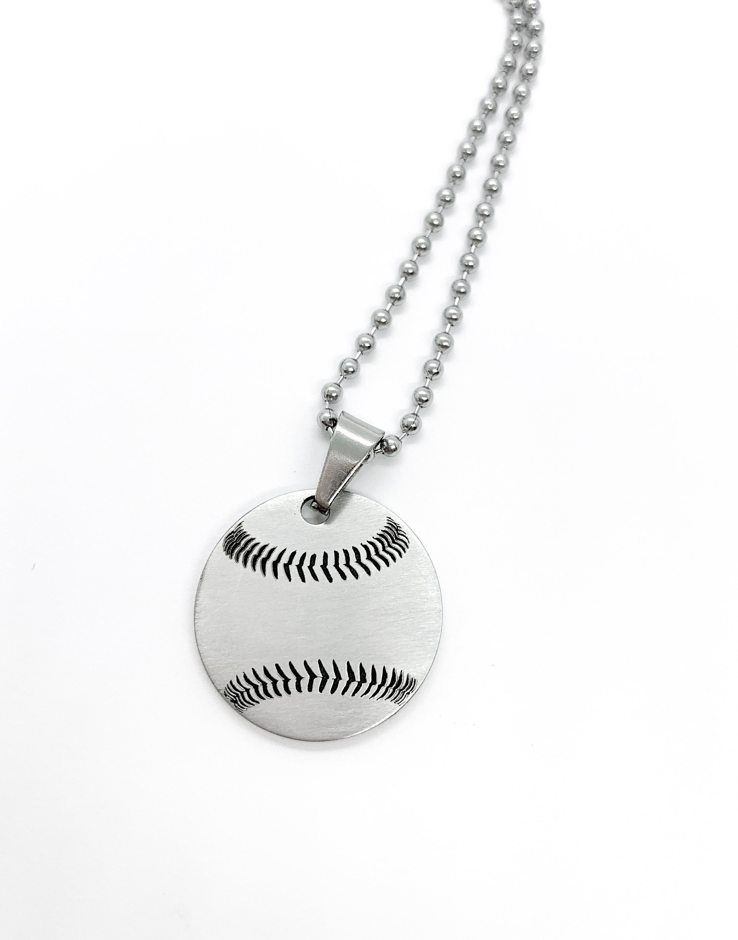 Personalized Baseball Necklace - Custom Engraved, Stainless Steel - Etsy
