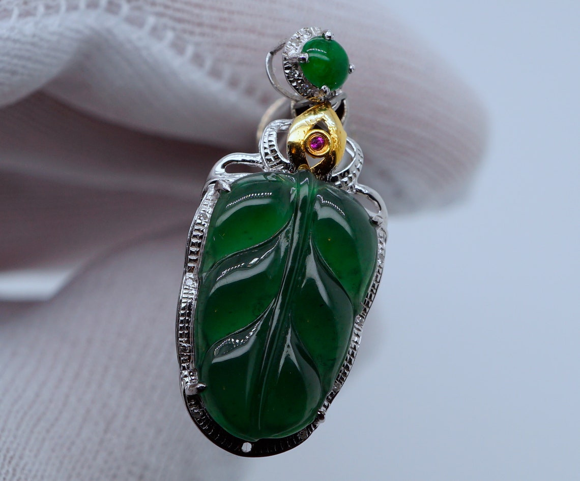 Hong Kong Jade And Stone Lab Certified Imperial Jade 18k WG Etsy