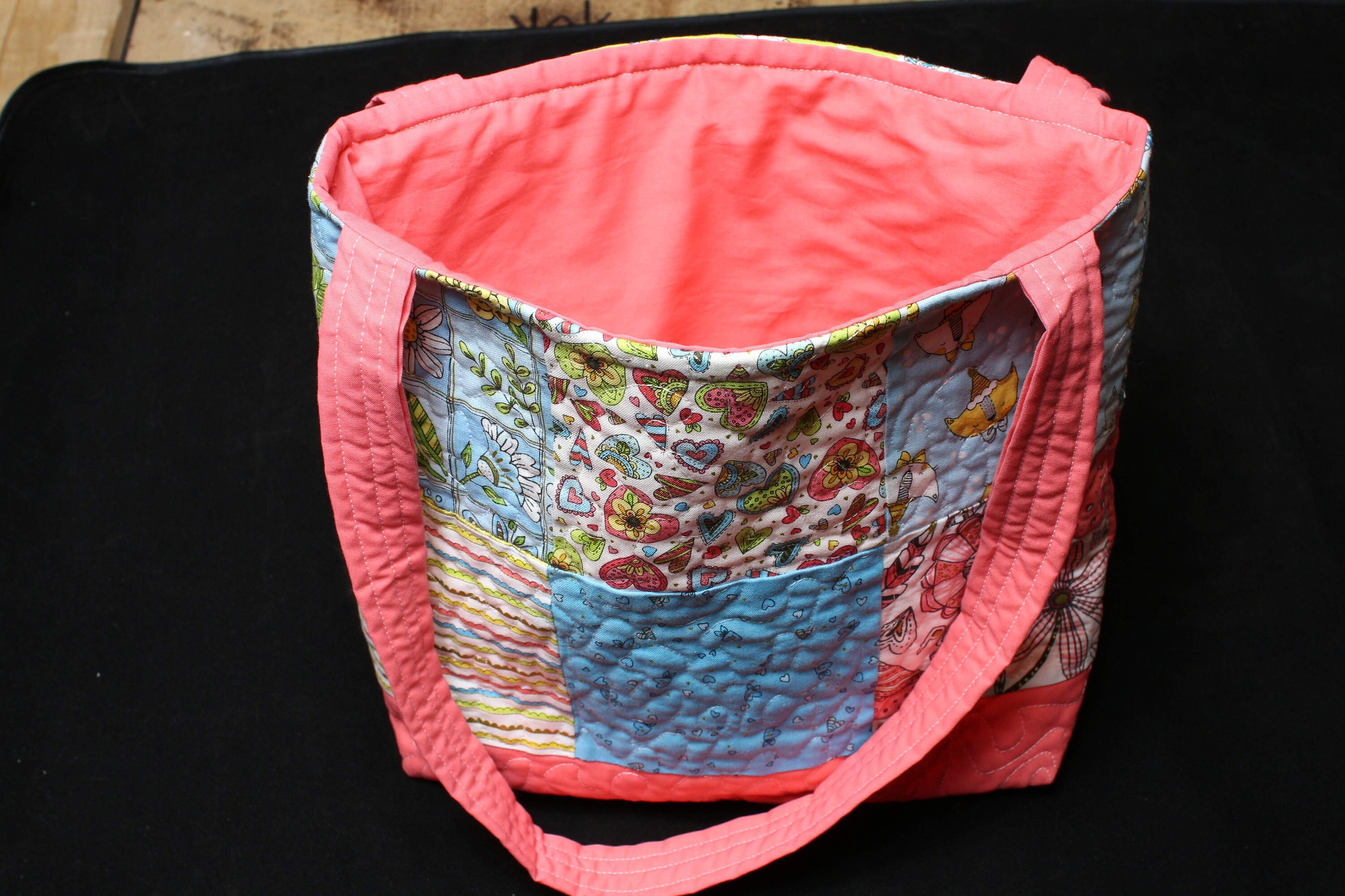 Handmade Lined Quilted Tote Bag - Pinks and Blues - Etsy