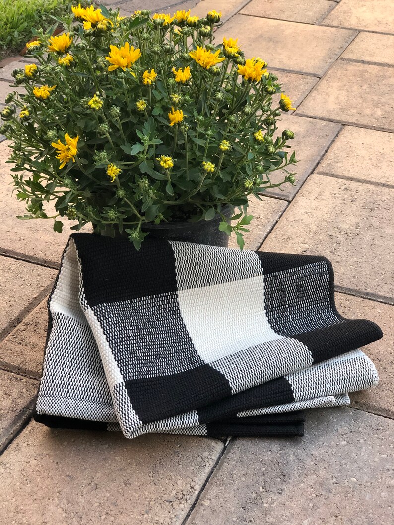 Buffalo Check Rug Black and White Outdoor Rug Doormat Etsy