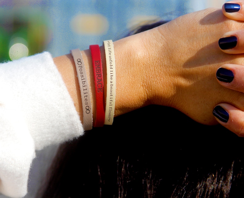 Custom Engraved Leather Bracelet Personalized Skinny Stacking Band custom-engraved-leather-bracelet-personalized-skinny-stacking-band