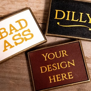 Custom Leather Buckles - Monogrammed Rectangular Buckles -  for men and women - Engraved with words or initials