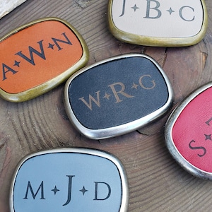 Monogrammed leather belt buckle - Men&#39;s Custom Leather Belt Buckles - Personalized belt Buckle - Gifts for Him Groomsman gifts