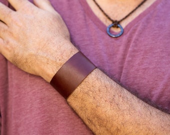 Men&#39;s Leather Cuff Bracelets - Solid Colors - Highest quality, comfortable, durable leather, tapered edges for less bulk more cool!
