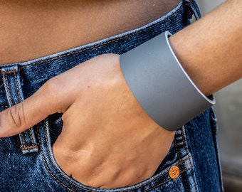 Women&#39;s - Wide Leather Cuff Bracelets - Solid Colors - Super Flexible and Comfortable with a suede back, Your wrists will fall in love!