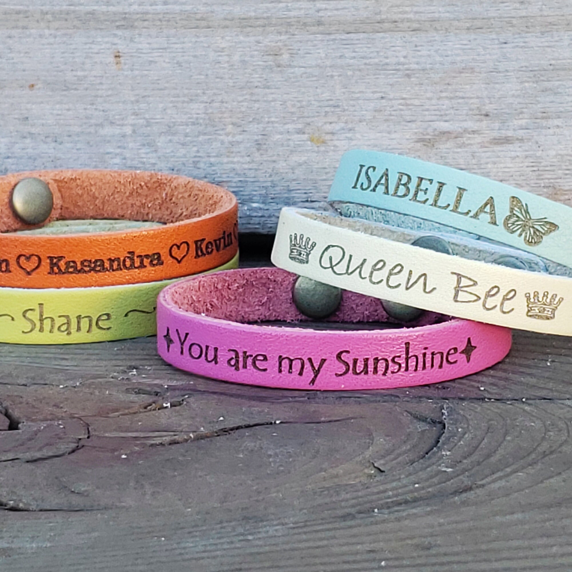 Women's Personalized Leather Bracelets Custom Engraved Etsy