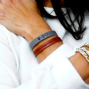 Woman&#39;s Custom Leather Bracelets - Personalized leather bracelets - Name Bracelets Engraved Bracelets for Her - Super soft and comfortable