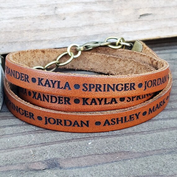 Personalized Triple Wrap Around Leather Bracelets Custom Leather