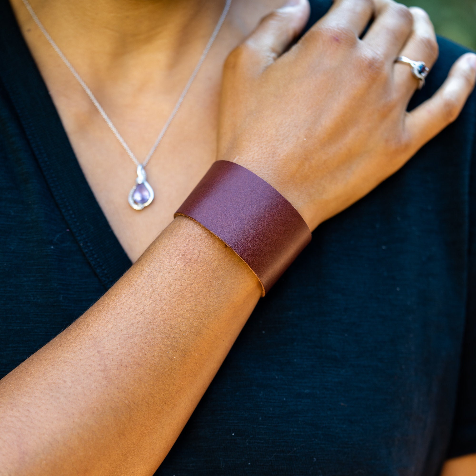 Women's - Wide Leather Cuff Bracelets - Solid Colors - Super Flexible and Comfortable with a suede back, Your wrists will fall in love!