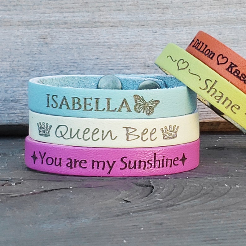 Women's Personalized Leather Bracelets Custom Engraved Etsy